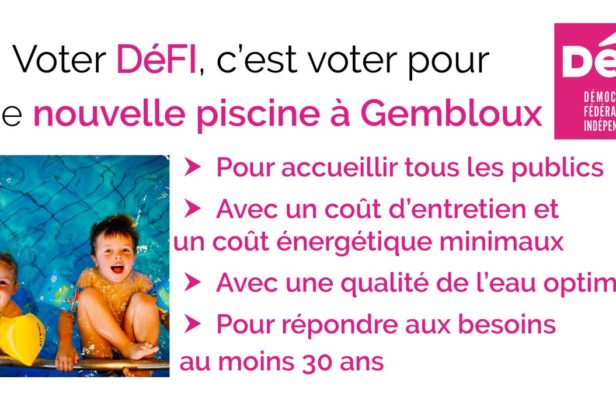 La majorité gembloutoise se range à la proposition de DéFI de construire une nouvelle piscine